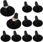 10pcs Black Velvet Ring Display Stand, Ring Holder Organizer Jewelry Storage Case Display Accessories for Vendor Home Shop Counter Showcase