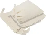 10-Pack 10” x 12” Reusable Produce Bags, Muslin Bags with Drawstrings for Shopping & Storage, 100% Natural Cotton Bags, Washable, Biodegradable, Food Safe