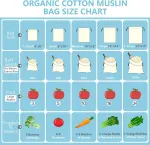 10-Pack 10” x 12” Reusable Produce Bags, Muslin Bags with Drawstrings for Shopping & Storage, 100% Natural Cotton Bags, Washable, Biodegradable, Food Safe