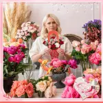 48 Pcs Mother’s Day Flower Bouquet Holder Bulk with Handle Pink Red Florist Floral Bouquet Boxes for Arrangements Flower Gift Bags Packaging for Bridal Wedding Birthday Party Decor