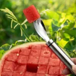 2-in-1 Stainless Steel Fruit Cutter Watermelon Cutter, Watermelon Slicer Cutter Summer Watermelon Cutting Artifact for Kitchen DIY (1)