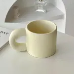 10 Oz Checkerboard/Polka Dot Coffee Mug Tea Mug, Classic Ceramic Cups for Home Office (Cream,10 Oz)