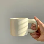 10 Oz Checkerboard/Polka Dot Coffee Mug Tea Mug, Classic Ceramic Cups for Home Office (Cream,10 Oz)