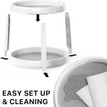 2-Tier Lazy Susan Spice Organizer, 10″ Diameter, White/Gray