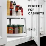 2-Tier Lazy Susan Spice Organizer, 10″ Diameter, White/Gray