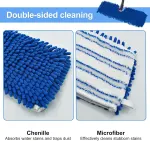 3 Pack Mop Heads Replacements Compatible or Ocedar Dual-Action Microiber lip Mop, Double Sided Mop Replace Head Mop Reills with Microiber & Chenille or Dry Wet Use, Reusable, Machine Washable