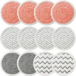 12 Pack Upgraded Replacement Steam Mop Pads or Shark S8201 S7001 S8001 S7201 S7000AMZ S7000 S7005 S7020 S7001C Steam Mop,Steam & Scrub All-in-One Scrubbing and Sanitizing,Dirt Grip Scrub Washable Pad