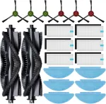 20-Piece L9000 Replacement Parts Compatible with Tikom L9000, L8000, Lubluelu SL60D, Laresar L6 Nex, Honiture Q6 SE Robot Vacuum Accessories, 2 Main Brushes, 6 Side Brushes, 6 HEPA ilters, 6 Mop Pads
