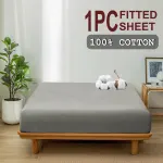 100% Cotton Fitted Sheet – Super Soft 40cm Deep Pocket Bottom Sheets – White Elastic Sheet (King Single,Grey)