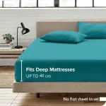 3 Piece Fitted Sheet Set- Fitted Sheet & Pillowcases -Breathable Bedding – Wrinkle, Fade, Stain Resistant- 40cm Deep Pocket Fitted Bed Sheet Set(,Super King) – Biscay Blue