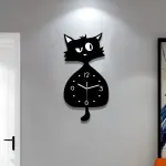 Black Gray Cat Wall Clock Unique Home Decor Silent Wall Clock Cat Decor Australia Modern