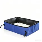 Portable Foldable Cat Litter Box for Travel,large – Blue