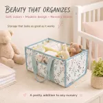 Baby Diaper Caddy Organizer with Rigid Inner Frame, for Changing Table or Car – Unisex Baby Shower Basket