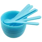 12PCS Blue DIY Glue Mixing Bowl Set with Spoons for Slime , PP Plastic, Reusable Mixing Bowls