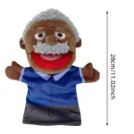 1 Pcs Family Plush Hand Puppet, 12 Inch Grandfather Character Figure, Soft Interactive Doll for Classroom Home Activity, Creative Role-Play Accessory (Black)