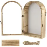 Wooden Shadow Box Frame, 16.3″ x 9.84″ Display Case, Arch Keepsakes Memory Box, Wood Display Case for Wall Decor, Tabletop Decoration, Picture Frame Bouquet Memorabilia Medals Photos Memory Box