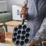 Cast Iron Takoyaki Pan Takoyaki Grill Pan, Octopus Meat Mold Maker Cast Iron 14 Holes for Home