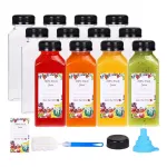 12Pcs 12oz Plastic Juice Bottles with Tamper Evident Caps