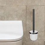 Toilet Brush Holder, White, Plastic, for Home, Space-Saving, Practical Design