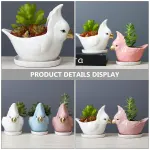 1Set Home Succulent Planter Ceramic Flower Container for Indoor Garden Decoration