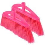 2Pcs Heavy Duty Broom Head Red Plastic for Floor Maintenance with Densely Packed Bristles