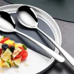 1 Set Stainless Steel Salad Serving Spoon and Fork Flatware Kitchen Utensils for Salad Tossing and Serving