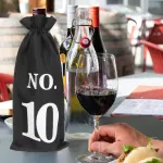 10Pcs Decorative Black Wine Bottle Bags Reusable Drawstring Packing Bags