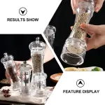 Manual Salt and Pepper Mill Transparent Shaker with Comfortable Grip and Precise Grinding