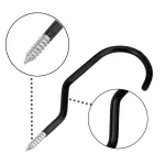 4Sets Black Wall Hooks for Bike Storage Heavy Duty Garage and Ceiling Mount with Bolts