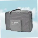 Foldable Grey Travel Tote Bag with Adjustable Strap for Rolling Suitcase Storage and Easy Carry