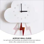 1Pc White Wooden Acrylic Wall Clock Creative Cloud Shape Hanging Decor
