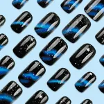 24pcsStarry Galaxy Press-On Nails for Parties, Daily Wear, and Special Occasions (Black)