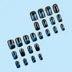 24pcsStarry Galaxy Press-On Nails for Parties, Daily Wear, and Special Occasions (Black)