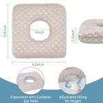 Ear Pillow with Hollow Design for Side Sleepers – Relieve Pressure & Discomfort During Sleep (light beige)