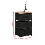CARLA HOME 3 Drawer Fabric Storage Dresser – Steel Frame – Black – Storage Rack – Rustic