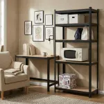 CARLA HOME 5 Tier Steel Shelving Unit – Garage Storage Shelf – Black – Modern