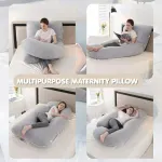 CARLA HOME U Shaped Pregnancy Pillow for Full Body Support Grey – Polyester – Full Body Pillow