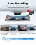 12″ Black Dual 4K+1080P Rear View Mirror Dash Cam with WiFi 6, GPS, Night Vision, 64GB