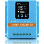 100A MPPT Solar Charge Controller with LCD Display and Dual USB Ports in Blue