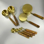 Stainless Steel Measuring Cups and Spoons Set, Cooper Finish, 8-Piece for Baking and Cooking