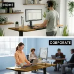 FORTIA Sit To Stand Standing Desk, 120x60cm, 72-118cm Electric Height Adjustable, Walnut Style Desktop Black Frame