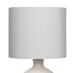 Sarantino Cream Ceramic Table Lamp with White Fabric Shade, Antique Herringbone Patterned Bedside Light