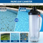 HydroActive Inline Pool Leaf Canister Debris Catcher Trap Basket for Suction Side Automatic Pool Vacuum Cleaners