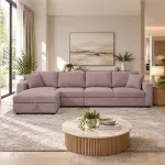 5-Piece Modular Corduroy Sofa with Storage Chaise