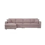 5-Piece Modular Corduroy Sofa with Storage Chaise – Pink