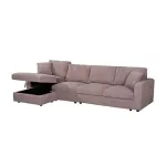 5-Piece Modular Corduroy Sofa with Storage Chaise – Pink