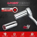 SEDY 1/4″ Deep Socket Set Metric 4-13mm Long Sockets w/ Magnetic Rail Organizer