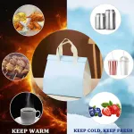 50PCS Blue Takeaway Packaging Bags with Handles and Self-Adhesive Seal – M