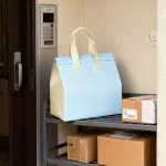 50PCS Blue Takeaway Packaging Bags with Handles and Self-Adhesive Seal – M
