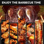 Barbecue Net Clamp Iron Wire Mesh with Wooden Handle for Camping Grill – 43x15cm